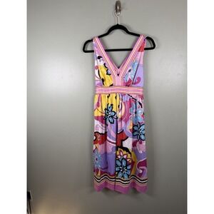 Mix It Y2K Sleeveless Floral Midi Dress Size 10 Empire Waist Retro